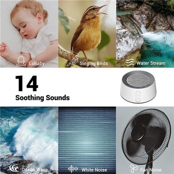White Noise Machine, 14 Soothing Sounds and Warm Night Light for Sleeping - Picture 2 of 6